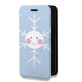 Дизайнерский горизонтальный чехол-книжка для Iphone 13 Mini снежинка
