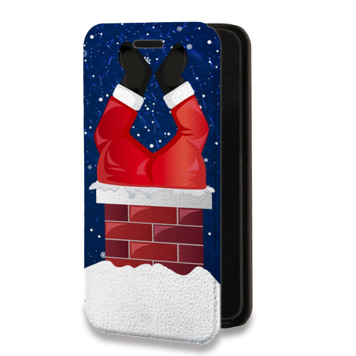 Дизайнерский горизонтальный чехол-книжка для Iphone 13 Mini дед мороз