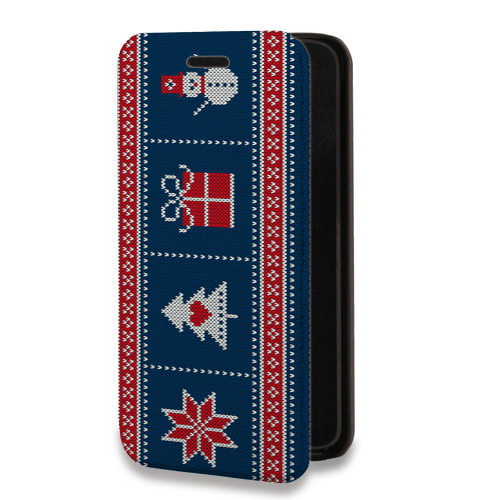 Дизайнерский горизонтальный чехол-книжка для Iphone 13 Mini Новогодние паттерны