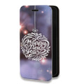 Дизайнерский горизонтальный чехол-книжка для Iphone 12 Pro новогодний принт