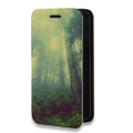 Дизайнерский горизонтальный чехол-книжка для Iphone 14 Pro лес