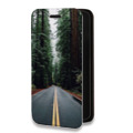 Дизайнерский горизонтальный чехол-книжка для Iphone 7 лес
