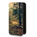 Дизайнерский горизонтальный чехол-книжка для Iphone 13 Mini лес