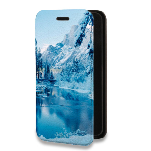 Дизайнерский горизонтальный чехол-книжка для Motorola Moto E7 Plus зима