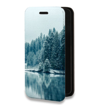 Дизайнерский горизонтальный чехол-книжка для Huawei P20 зима (на заказ)