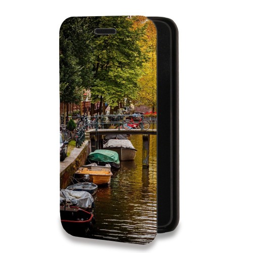 Дизайнерский горизонтальный чехол-книжка для Iphone 14 Plus амстердам