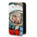 Дизайнерский горизонтальный чехол-книжка для Realme 3 Pro Юрий Гагарин