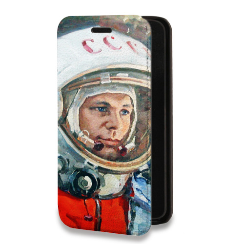 Дизайнерский горизонтальный чехол-книжка для Iphone 13 Pro Max Юрий Гагарин