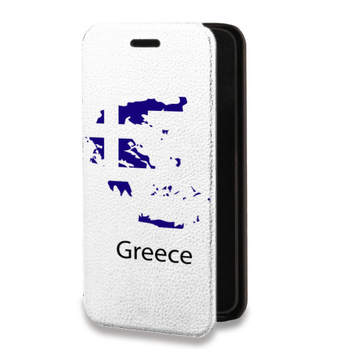 Дизайнерский горизонтальный чехол-книжка для Motorola Moto E7 Plus флаг греции