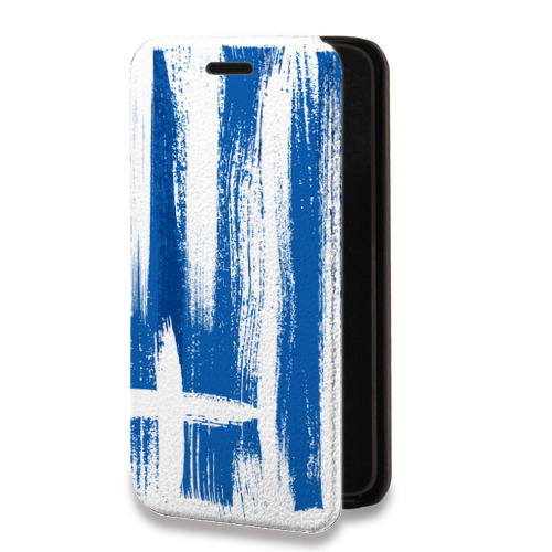 Дизайнерский горизонтальный чехол-книжка для Motorola Moto E7 Plus флаг греции