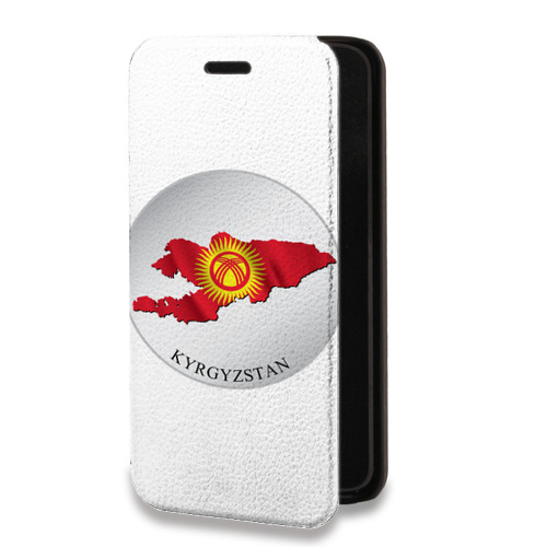 Дизайнерский горизонтальный чехол-книжка для Motorola Moto E7 Plus флаг Киргизии