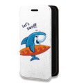 Дизайнерский горизонтальный чехол-книжка для Motorola Moto E7 Plus Прозрачные акулы
