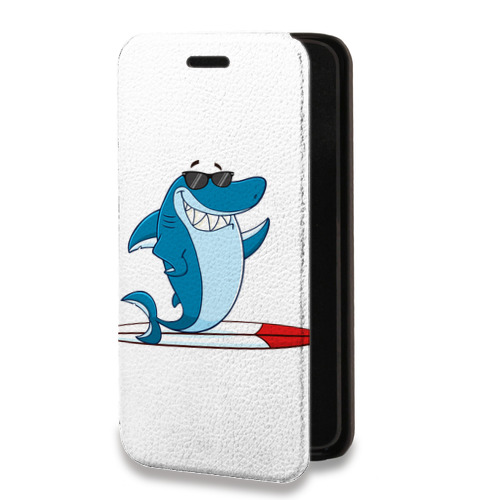 Дизайнерский горизонтальный чехол-книжка для Iphone 13 Mini Прозрачные акулы