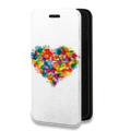 Дизайнерский горизонтальный чехол-книжка для Iphone 14 Pro Max Прозрачные сердечки
