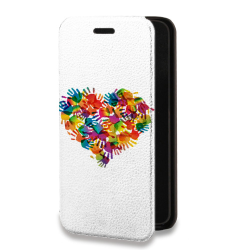 Дизайнерский горизонтальный чехол-книжка для Iphone 13 Mini Прозрачные сердечки