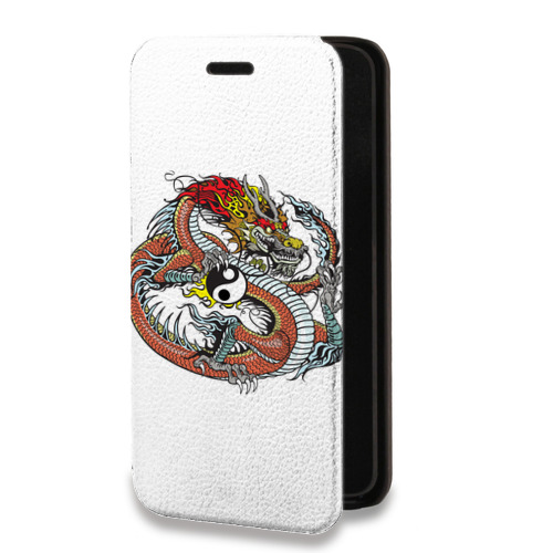 Дизайнерский горизонтальный чехол-книжка для Iphone 14 Pro Max Прозрачные Драконы