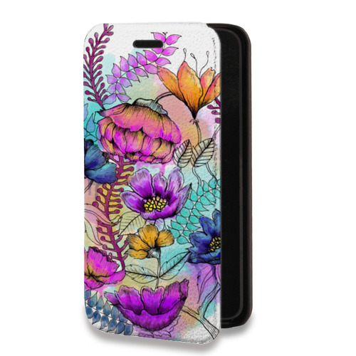 Дизайнерский горизонтальный чехол-книжка для Samsung Galaxy S10 Lite Цветочная акварель