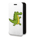 Дизайнерский горизонтальный чехол-книжка для Realme C35 Прозрачные крокодилы