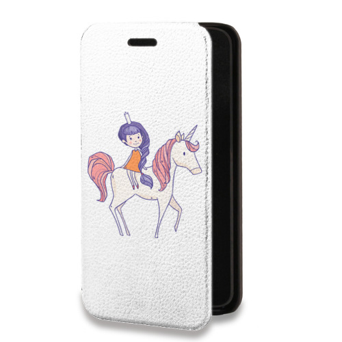 Дизайнерский горизонтальный чехол-книжка для Huawei Honor 50 Lite Прозрачные лошади и единороги 