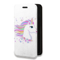 Дизайнерский горизонтальный чехол-книжка для Samsung Galaxy A50 Прозрачные лошади и единороги 