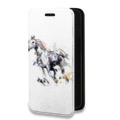 Дизайнерский горизонтальный чехол-книжка для Huawei P40 Pro Прозрачные лошади и единороги 
