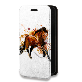 Дизайнерский горизонтальный чехол-книжка для Huawei Honor 30S Прозрачные лошади и единороги  (на заказ)