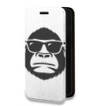 Дизайнерский горизонтальный чехол-книжка для Iphone 14 Plus Прозрачные обезьяны