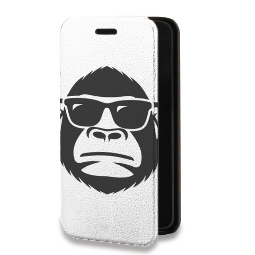 Дизайнерский горизонтальный чехол-книжка для Motorola Moto E7 Plus Прозрачные обезьяны