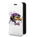 Дизайнерский горизонтальный чехол-книжка для Iphone 14 Plus Прозрачные обезьяны