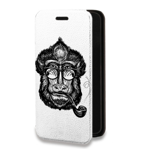 Дизайнерский горизонтальный чехол-книжка для Motorola Moto E7 Plus Прозрачные обезьяны