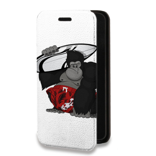 Дизайнерский горизонтальный чехол-книжка для Iphone 13 Mini Прозрачные обезьяны