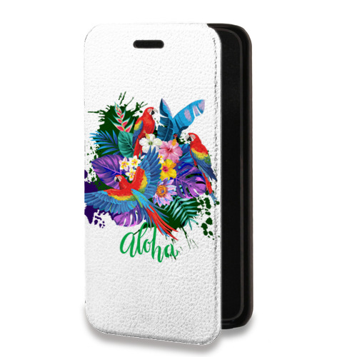 Дизайнерский горизонтальный чехол-книжка для Iphone 14 Pro Max Прозрачные попугаи