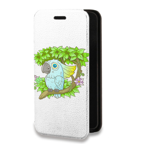 Дизайнерский горизонтальный чехол-книжка для Iphone 13 Mini Прозрачные попугаи