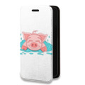 Дизайнерский горизонтальный чехол-книжка для Iphone 7 Plus / 8 Plus Прозрачные свинки