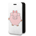 Дизайнерский горизонтальный чехол-книжка для Xiaomi RedMi Note 10 Прозрачные свинки
