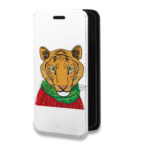 Дизайнерский горизонтальный чехол-книжка для Iphone 13 Mini Прозрачные тигры