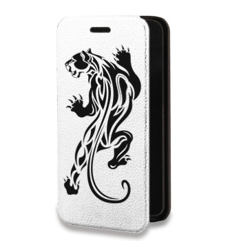Дизайнерский горизонтальный чехол-книжка для Huawei Honor 30S Прозрачные леопарды (на заказ)