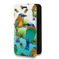 Дизайнерский горизонтальный чехол-книжка для Iphone 13 Mini Птицы и фрукты
