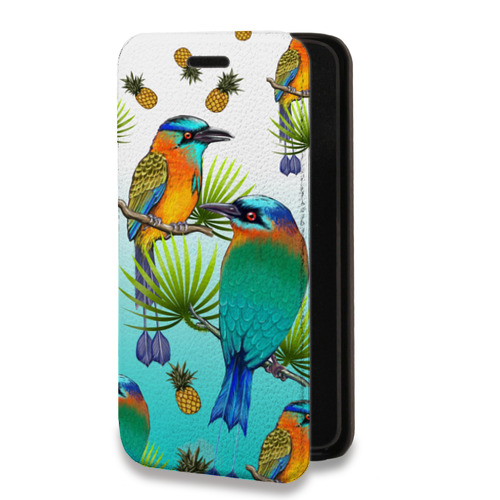 Дизайнерский горизонтальный чехол-книжка для Samsung Galaxy A73 5G Птицы и фрукты