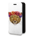 Дизайнерский горизонтальный чехол-книжка для Iphone 11 Прозрачные леопарды