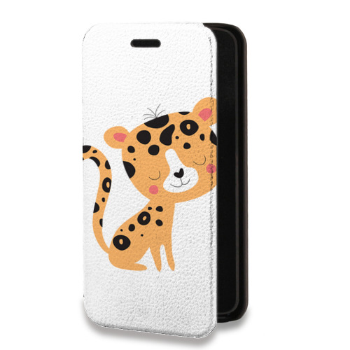 Дизайнерский горизонтальный чехол-книжка для Xiaomi RedMi Note 10 Прозрачные леопарды