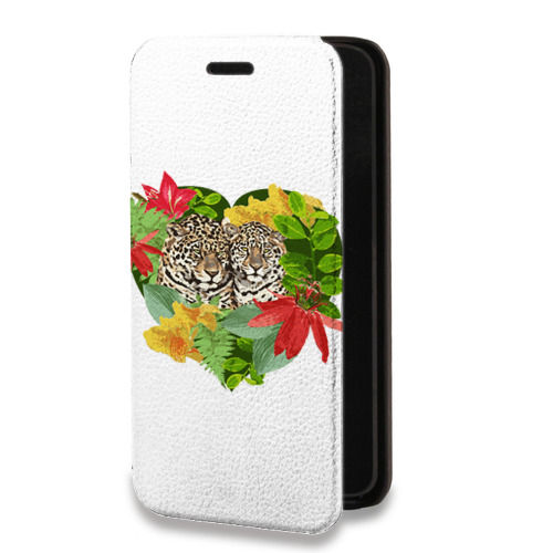 Дизайнерский горизонтальный чехол-книжка для Iphone 13 Pro Прозрачные леопарды