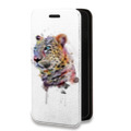 Дизайнерский горизонтальный чехол-книжка для Iphone 14 Pro Max Прозрачные леопарды