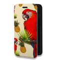 Дизайнерский горизонтальный чехол-книжка для Iphone 14 Pro Max Птицы и фрукты