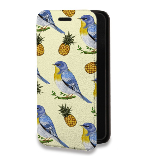 Дизайнерский горизонтальный чехол-книжка для Samsung Galaxy M31 Птицы и фрукты
