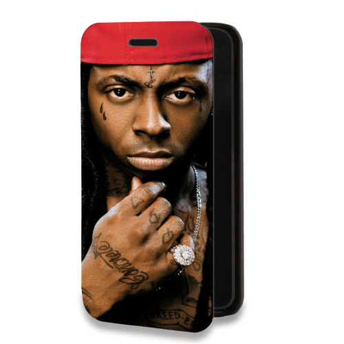 Дизайнерский горизонтальный чехол-книжка для Motorola Moto E7 Plus Lil Wayne