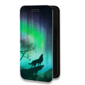 Дизайнерский горизонтальный чехол-книжка для Samsung Galaxy S20 FE Северное сияние и волк