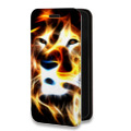 Дизайнерский горизонтальный чехол-книжка для Samsung Galaxy S22 Ultra Пламенные животные