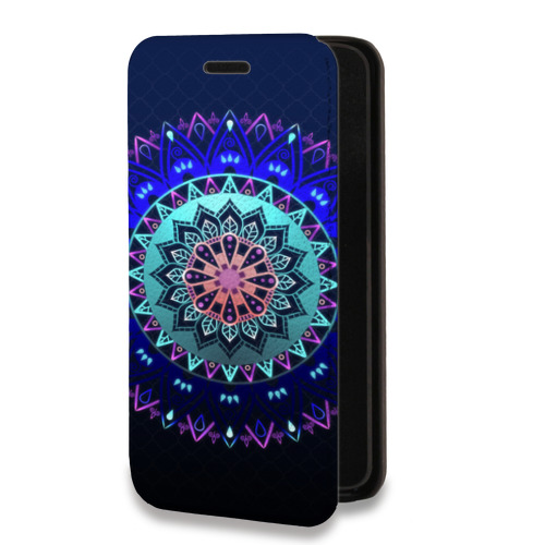 Дизайнерский горизонтальный чехол-книжка для Samsung Galaxy S22 Ultra Светящиеся мандалы