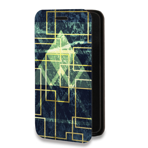 Дизайнерский горизонтальный чехол-книжка для Iphone 12 Pro Геометрический мрамор